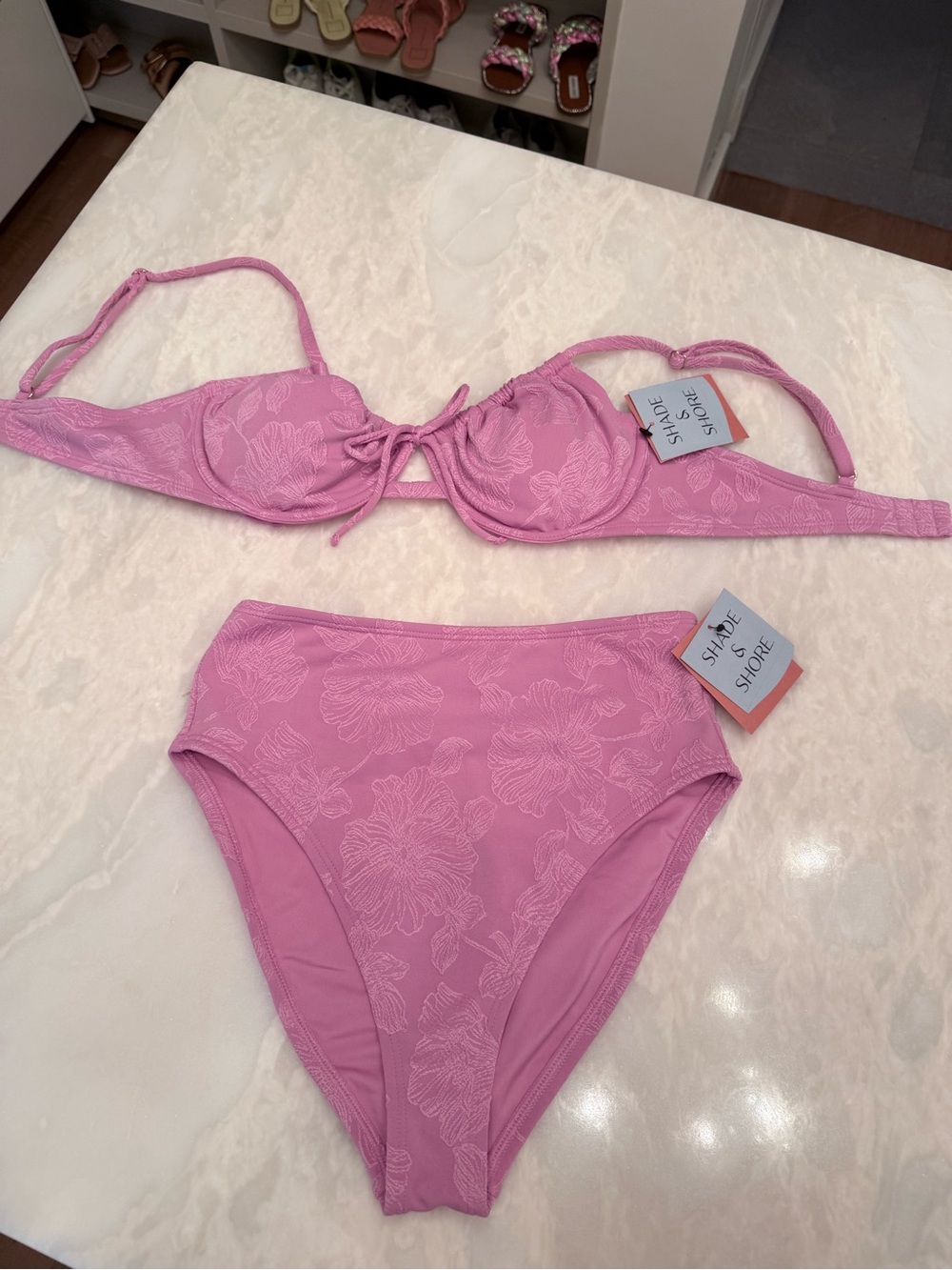 Shade & Shore Pink Floral Bikini Set